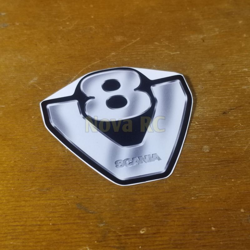 Stiker besar V8 untuk belakang Scania rc truck 1/14