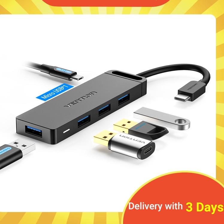 Paling Dicari Vention Hub Adapter 4 Port Usb 3.0 Tipe C Kecepatan Tinggi Usb 3.0 Untuk Laptop Pc