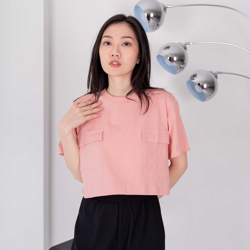 (COD) OH Fashion Kitty Crop Top Batwing Pocket #2662 (ZARA)