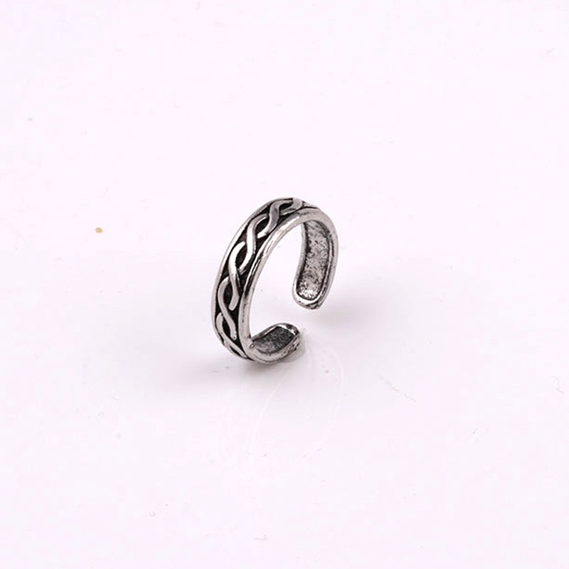 Cincin Model Tali Kepang Bahan alloy Gaya retro Korea Untuk Pria