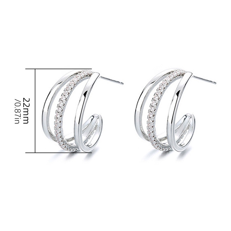 Fancyqube Anting Stud Bentuk Cakar Tiga Garis Warna Silver Serbaguna Untuk Wanita