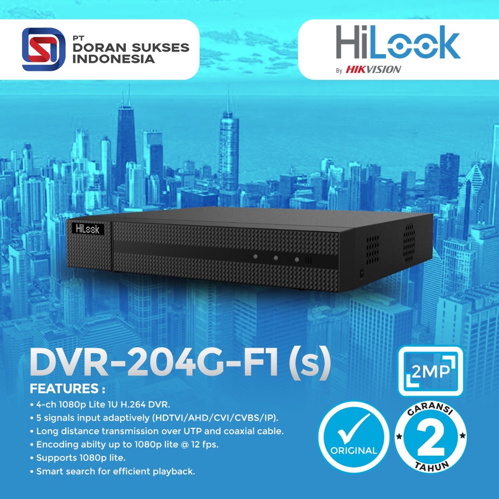 DVR CCTV 4ch 4 Channel Hilook DVR-204G-F1 (s) 1080p Lite 1U H.264 DVR