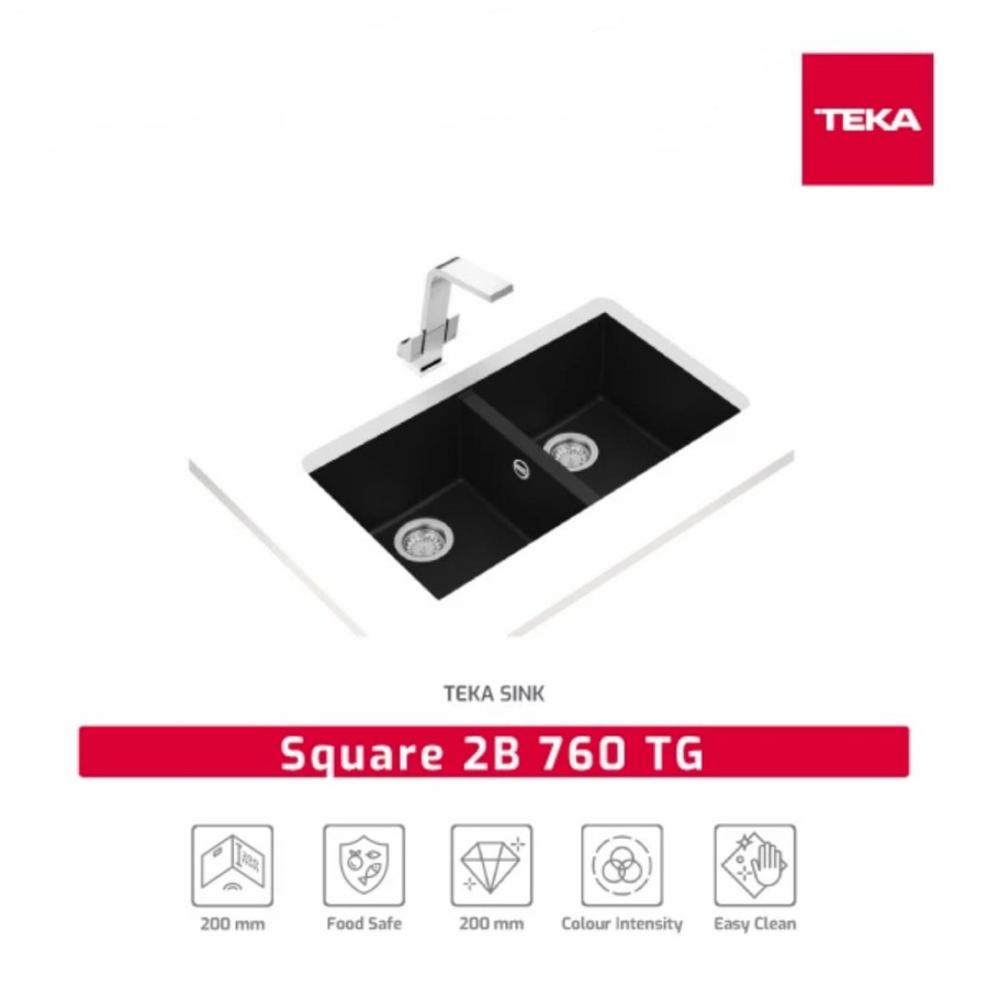Sink Tegranite Square Teka 2B 760TG Undermount With Double Bowl
