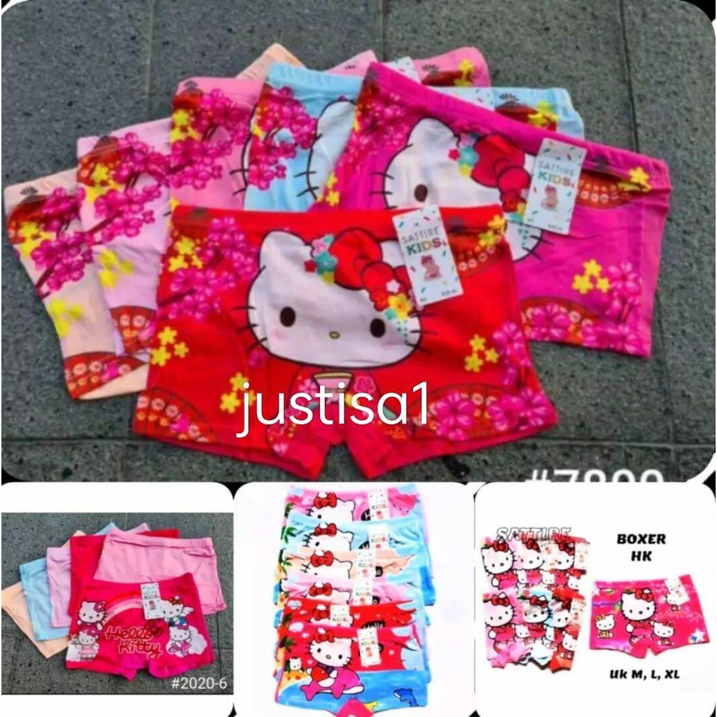 GROSIR 6 PCS CD BOXER ANAK PEREMPUAN KARAKTER LUCU HELLO KITTY TERMURAH..SEMPAK ANAK CEWE