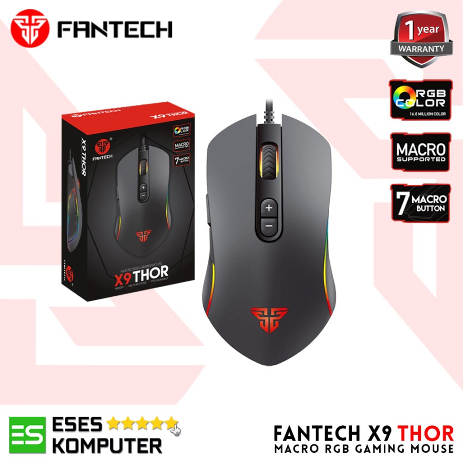 Mouse Fantech X9 X-9 Thor 7D - Gaming - Macro - RGB - Garansi Resmi