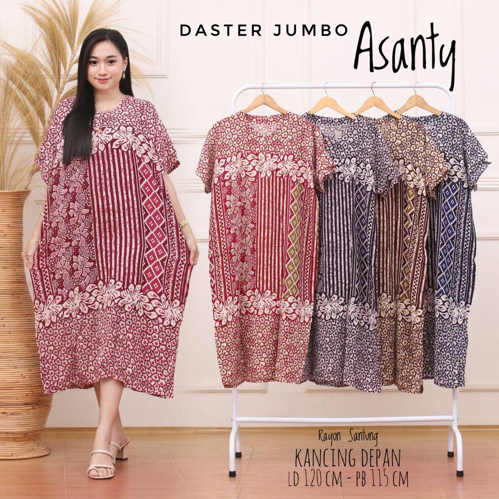 Daster Jumbo Wanita Busui Kancing Depan Bahan Rayon Terbaru