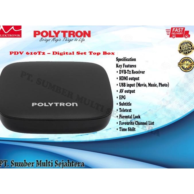 Polytron Set Top Box Pdv-610T2 Dvb T2 Tv Digital - Pdv 610T2