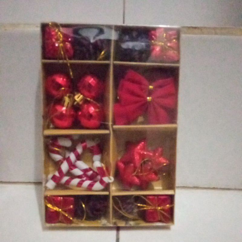 hiasan pohon natal gantung dekorasi natal isi 24pcs mix