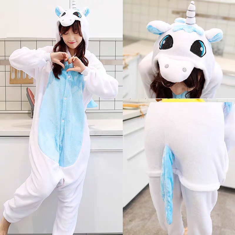 BAJU ONESIE UNICORN WHITE PINK PIYAMA KOSTUM COSPLAY