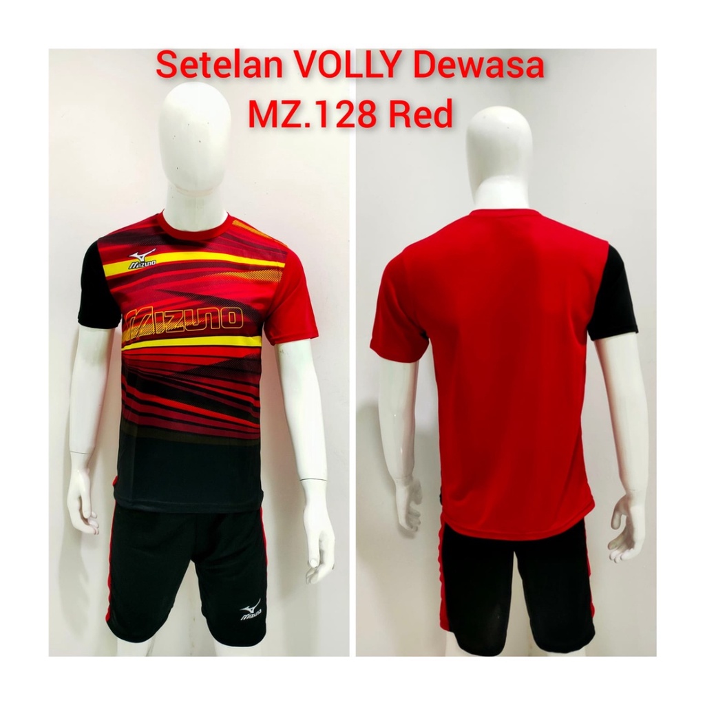 jersey volly pria MZ128 kaos voli baju celana bola setelan wanita dewasa t-shirt outfit seragam jarsey kostum olahraga custom pakaian apparel sport jersy volley ball casual jersi suit merah