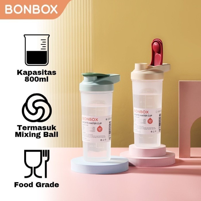 Botol Minum Shaker Olahraga Gym Plastik Food Grade 800 ml - BONBOX BC50