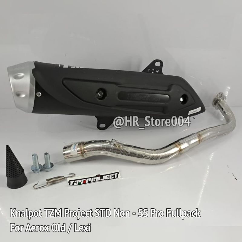KNALPOT TZM PROJECT STD NON - SS FULLPACK FOR AEROX 155 OLD & LEXI 125