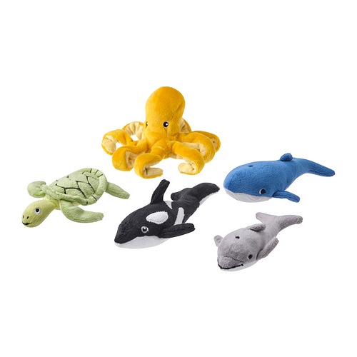 BLAVINGAD Set boneka isi 5, hewan laut warna campuran