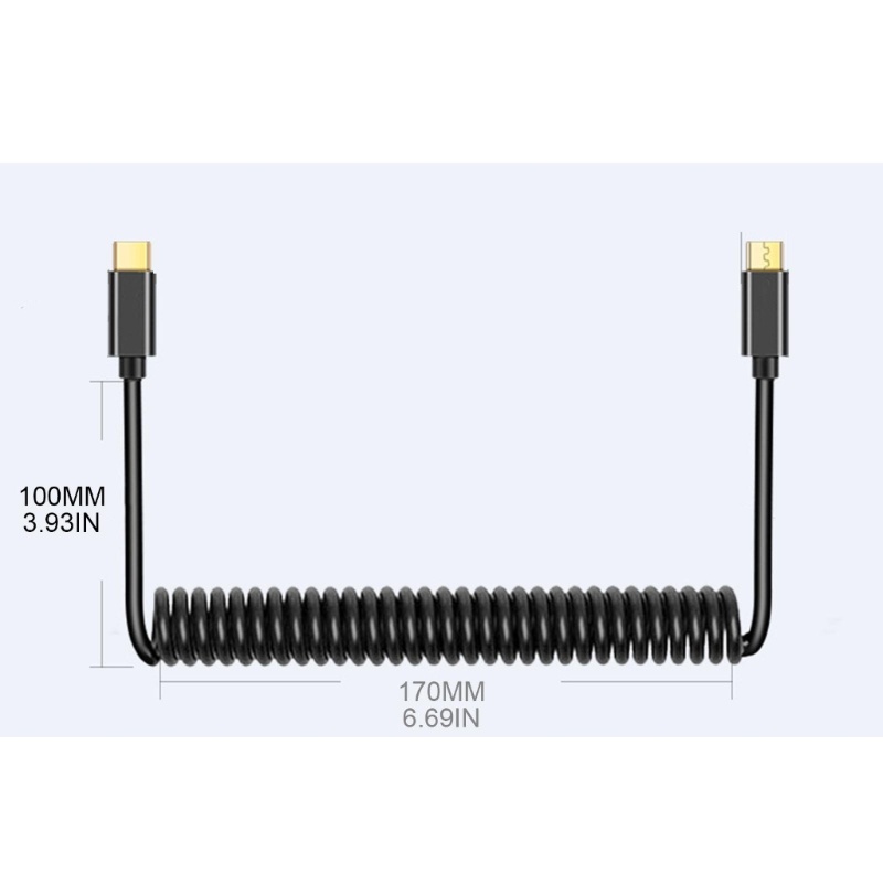 Vivi Male to Male Type-c to Micro USB Sync Data 3A Charging Cable Cord Memanjang 1jalur Data Lilitan Yang Dapat Ditarik Untuk P
