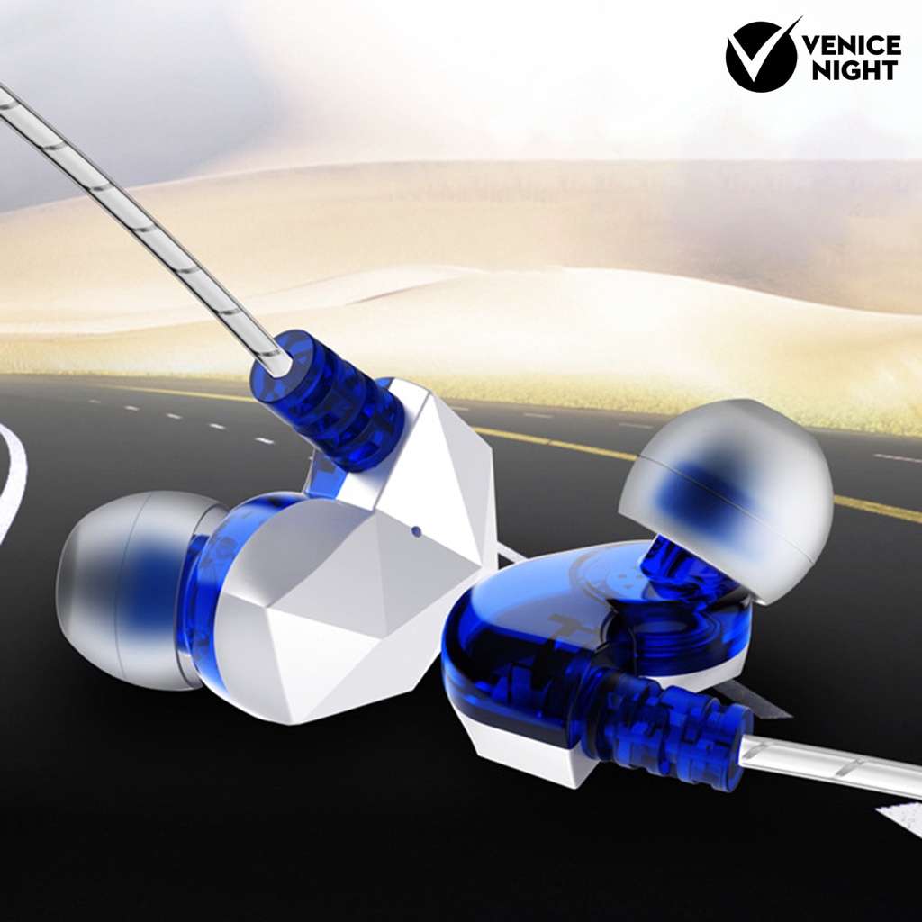 (VNEP) (Berkabel) S360 Sports Running Earphones Fashion In-ear Diamond Shaped Music Bass Earplugs