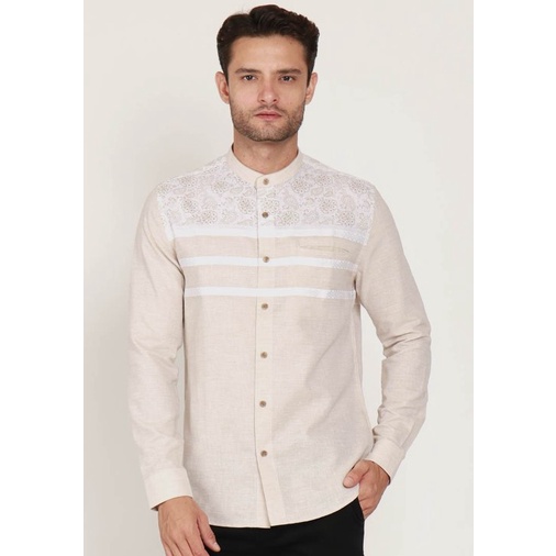 KOKO ESFAND KHAKY Kemeja Casual Formal Pria Lengan Panjang LS - Baju Atasan Top Man Muslim Shirt Edw