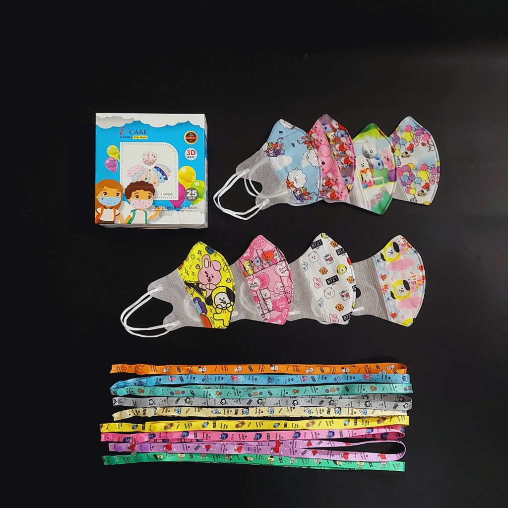 Duckbill KIDS i-Care 1 Kotak isi 25pcs Masker Anak 3ply Duckbill 3D Untuk 0-8 Tahun - Big Plaza