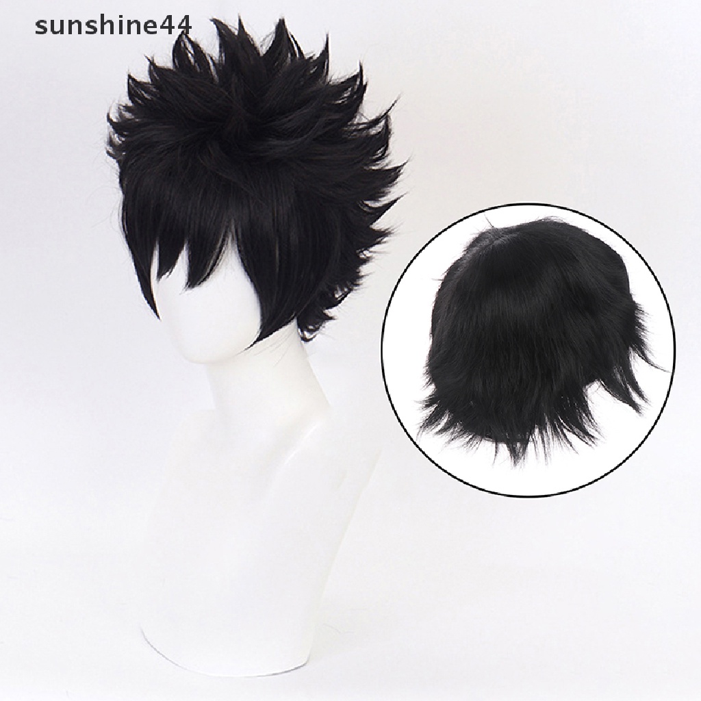 Sunshine Wig / Rambut Palsu Hitam Bergelombang Karakter Kartun Anime Dabi Untuk Cosplay