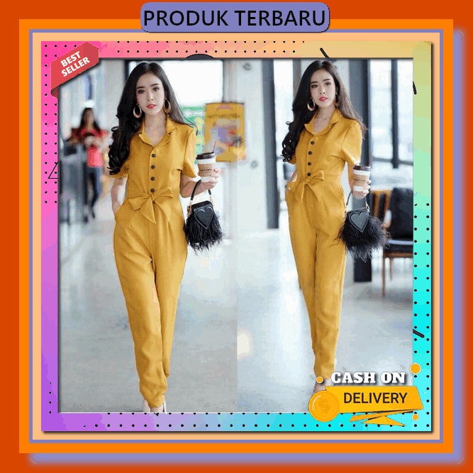 Jumpsuit Set Motif Mochi Rayon Super Premium Terbaru Busui Limited Casual Bahan Adem Jumpsut Jamsut 