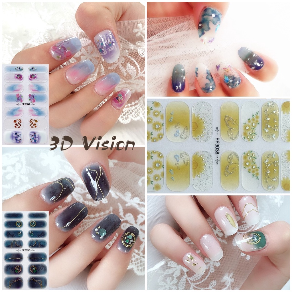 Ff Stiker Kuku 3D DIY Tahan Air Untuk Nail Art