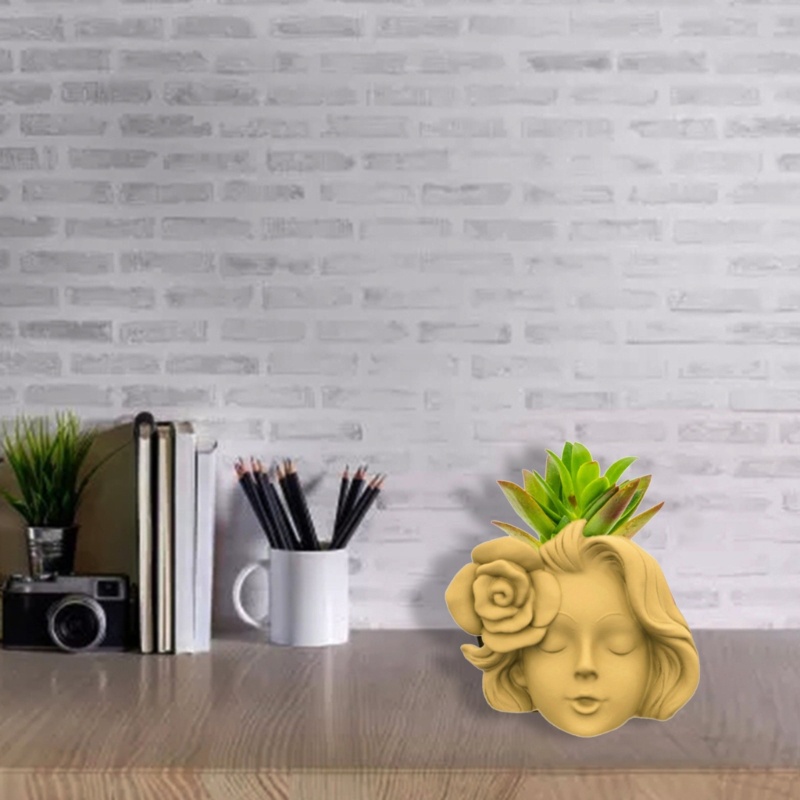 Siy Cetakan Pot Bungatanaman Succulent Bahan Silikon Desain Gadis Mawar 3D DIY Untuk Dekorasi