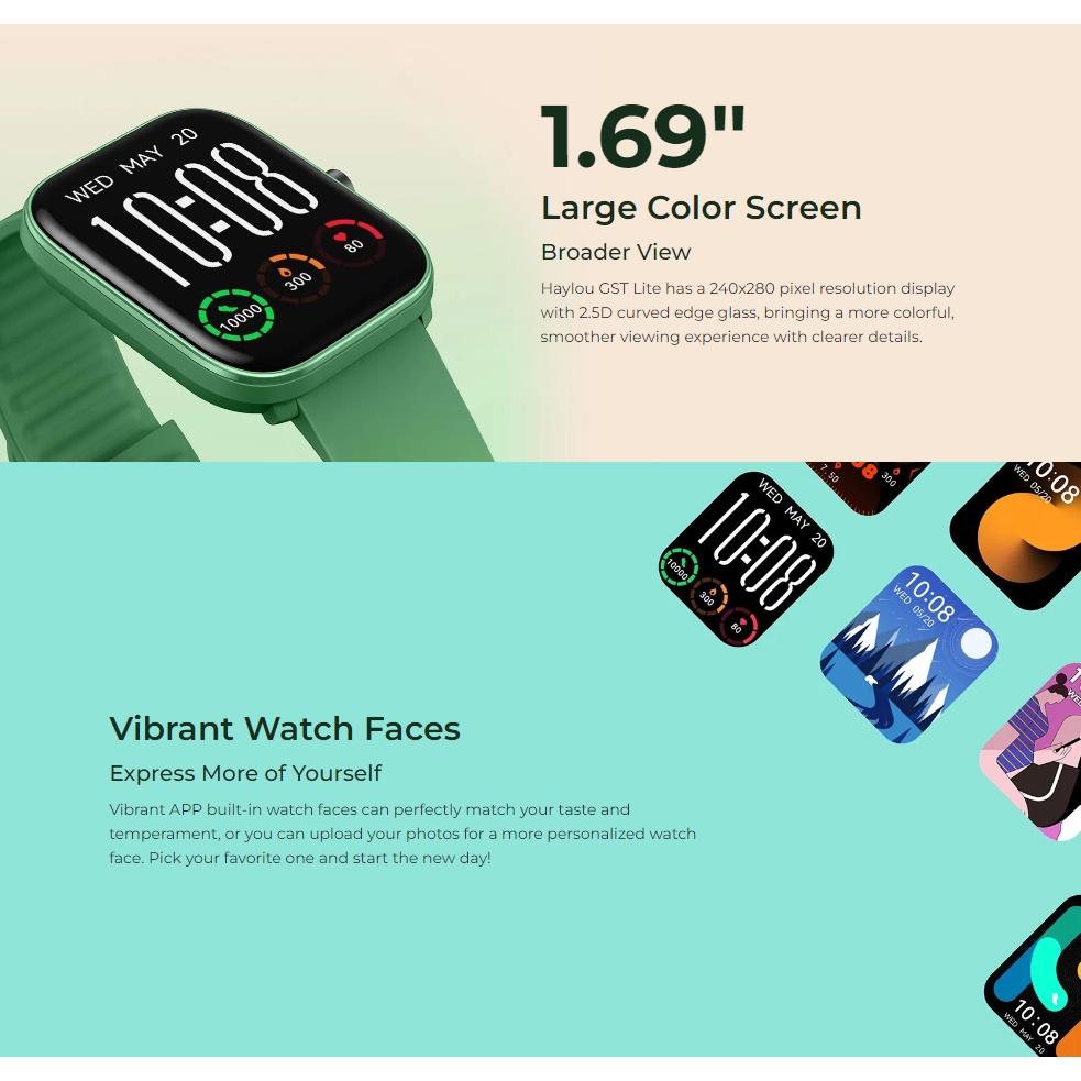 Haylou LS13 GST lite Smartwatch SpO2 Heart Rate IP68 Waterproof
