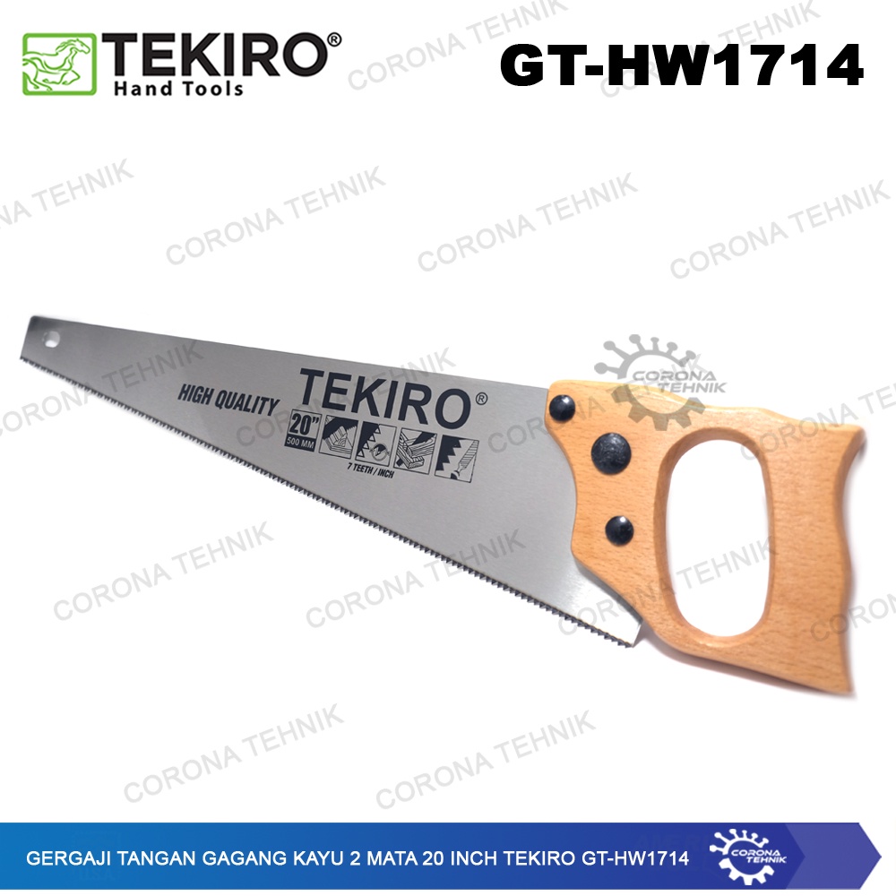 GT-HW1714 - Gergaji Tangan Gagang Kayu 2 Mata 20 Inch Tekiro