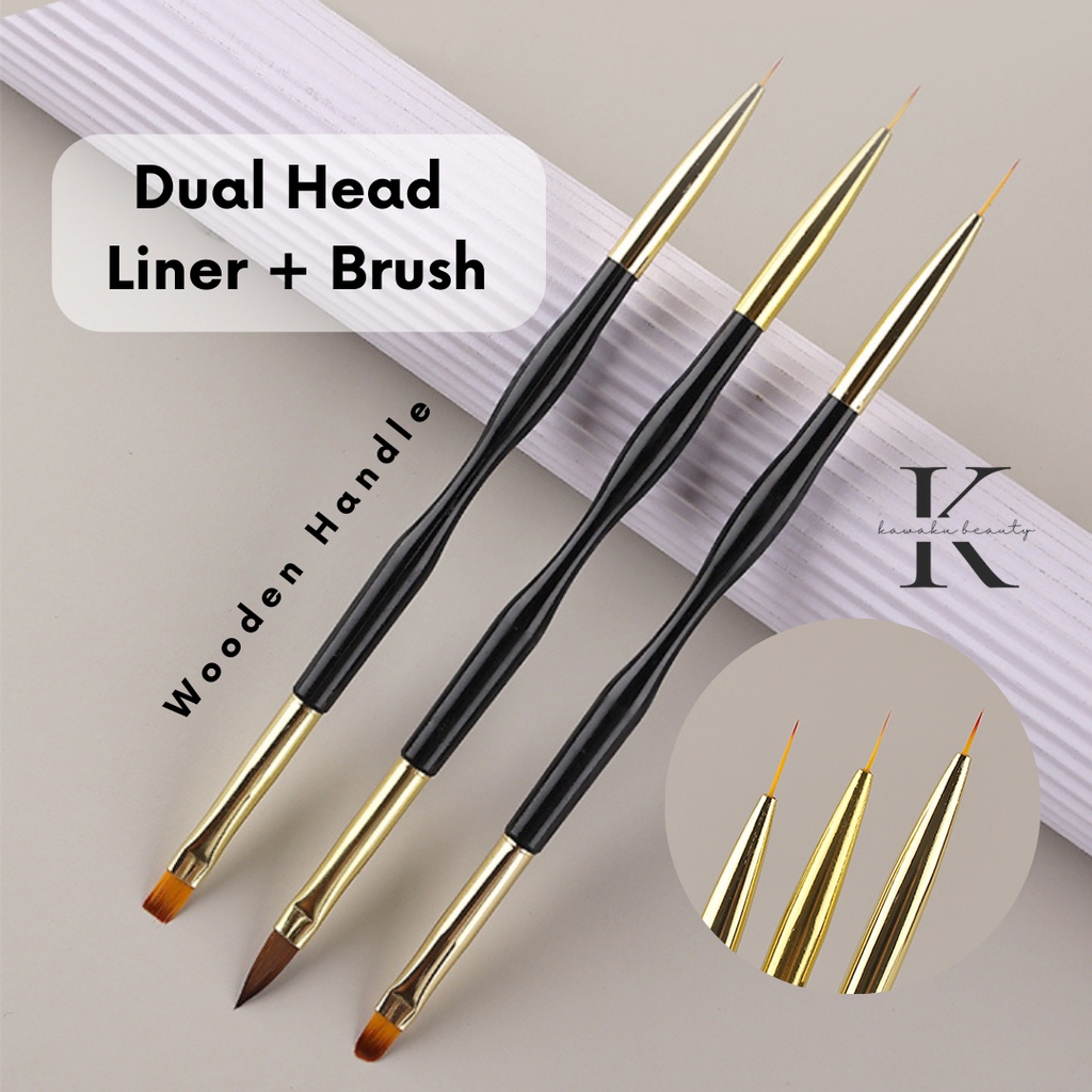 Brush Satuan Kuas Nail Art Liner Drawing Kutek Dual Brush 1 pcs