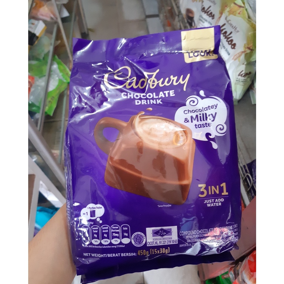 

Cadbury Hot Chocolate Drink 3in1 Minuman Malaysia Original 100% 450g Cadburry