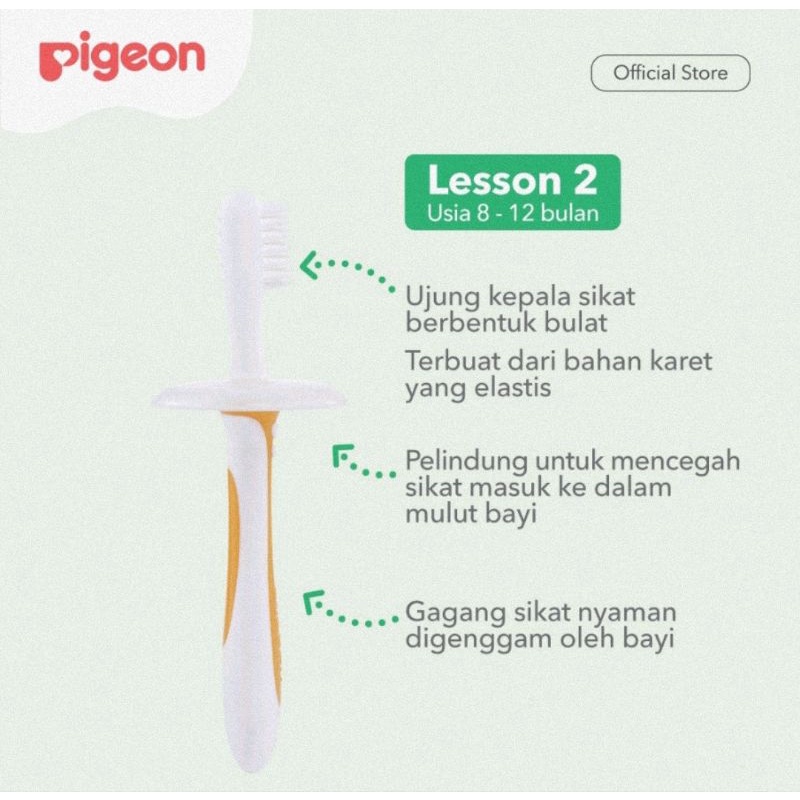 Pigeon Training Toothbrush Lesson 2 (Usia 8-12  Bulan) - Sikat Gigi Bayi &amp; Anak