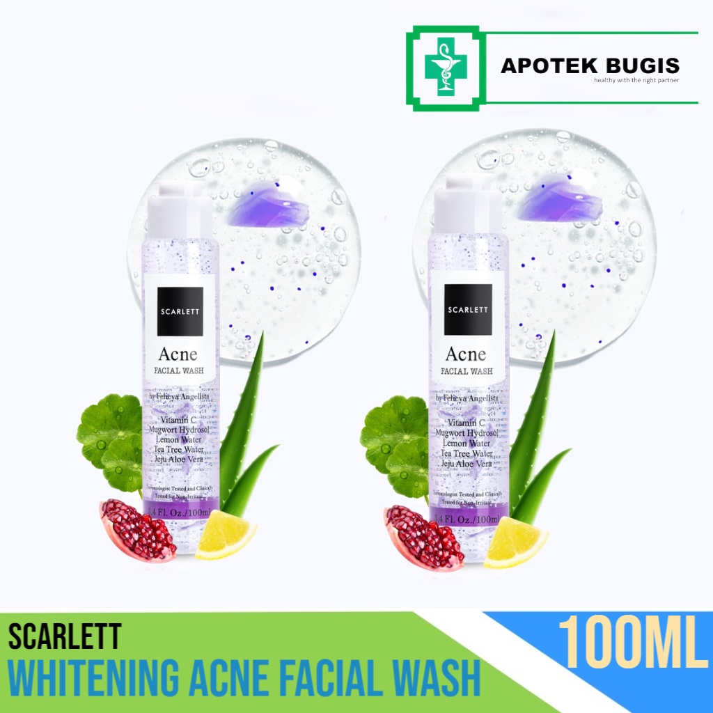 Scarlett Whitening Acne Facial Wash Size 100 ml Sabun Wajah Jerawat