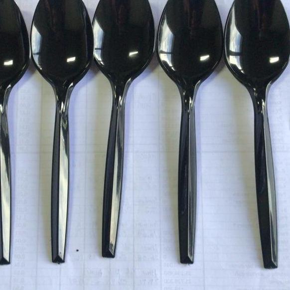 ぶ [GROSIR 1KG] Sendok & Garpu Makan Plastik KCS / HCP bening putih hitam @pack ㅠ