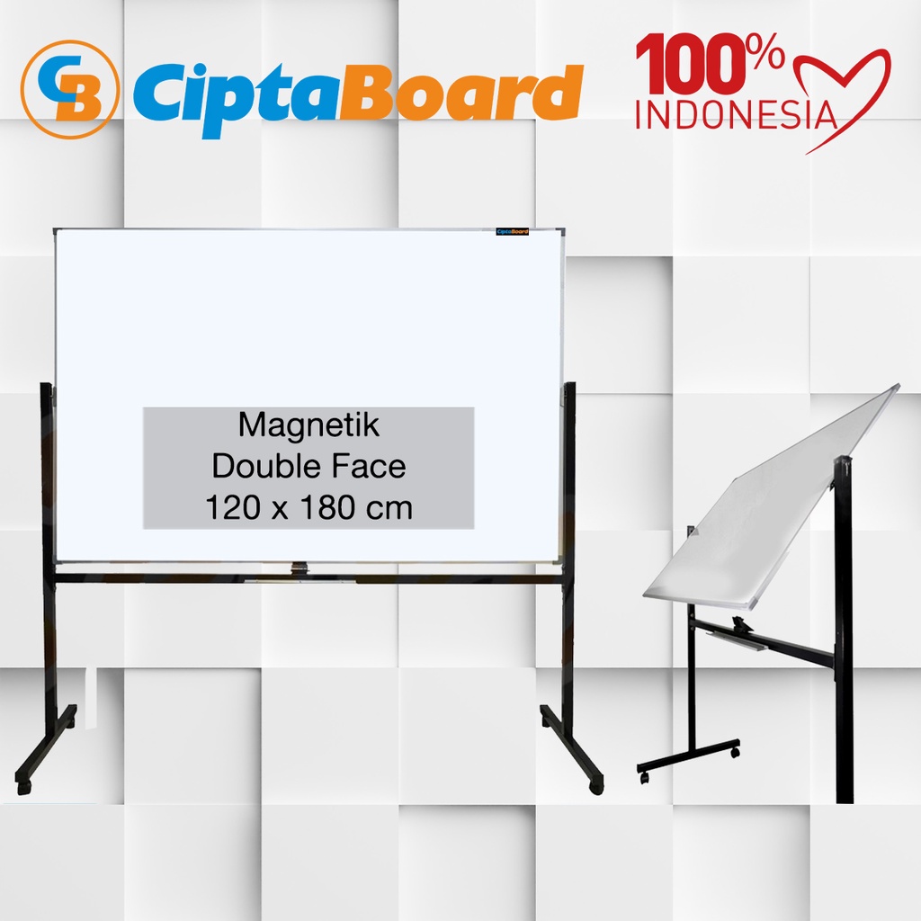 

Papan / Tulis / Whiteboard / Standing / Magnet / Double Face / Cipta / 120 x 180 cm