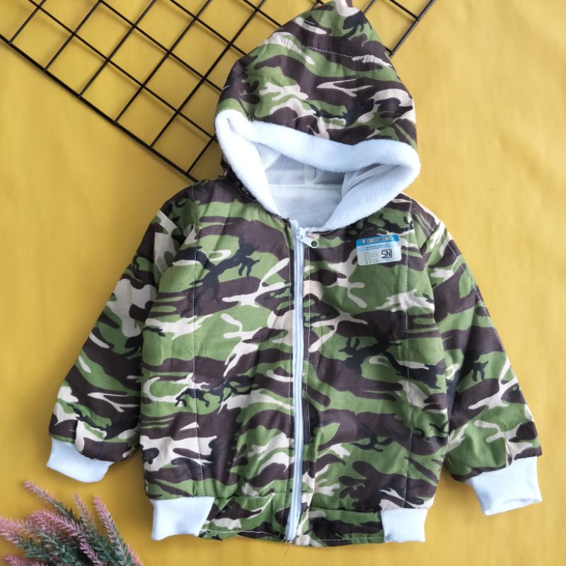 baju hangat bayi 3-12 bulan motif army