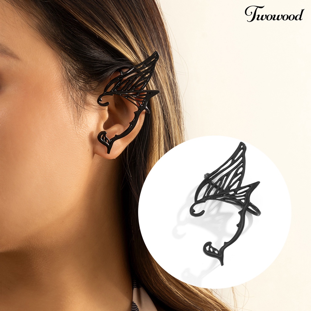 1 Pc Anting Klip Bentuk Sayap Peri Naga Bahan Alloy Metal Gaya Vintage Untuk Hadiah