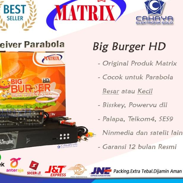 Receiver Parabola Matrix Big Burger HD Mpeg4 - FTA Powervu Bisskey - Packing Standar
