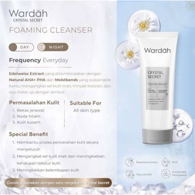 WARDAH CRYSTAL SECRET FACIAL WASH/FOAMING CLEANSER 100ML