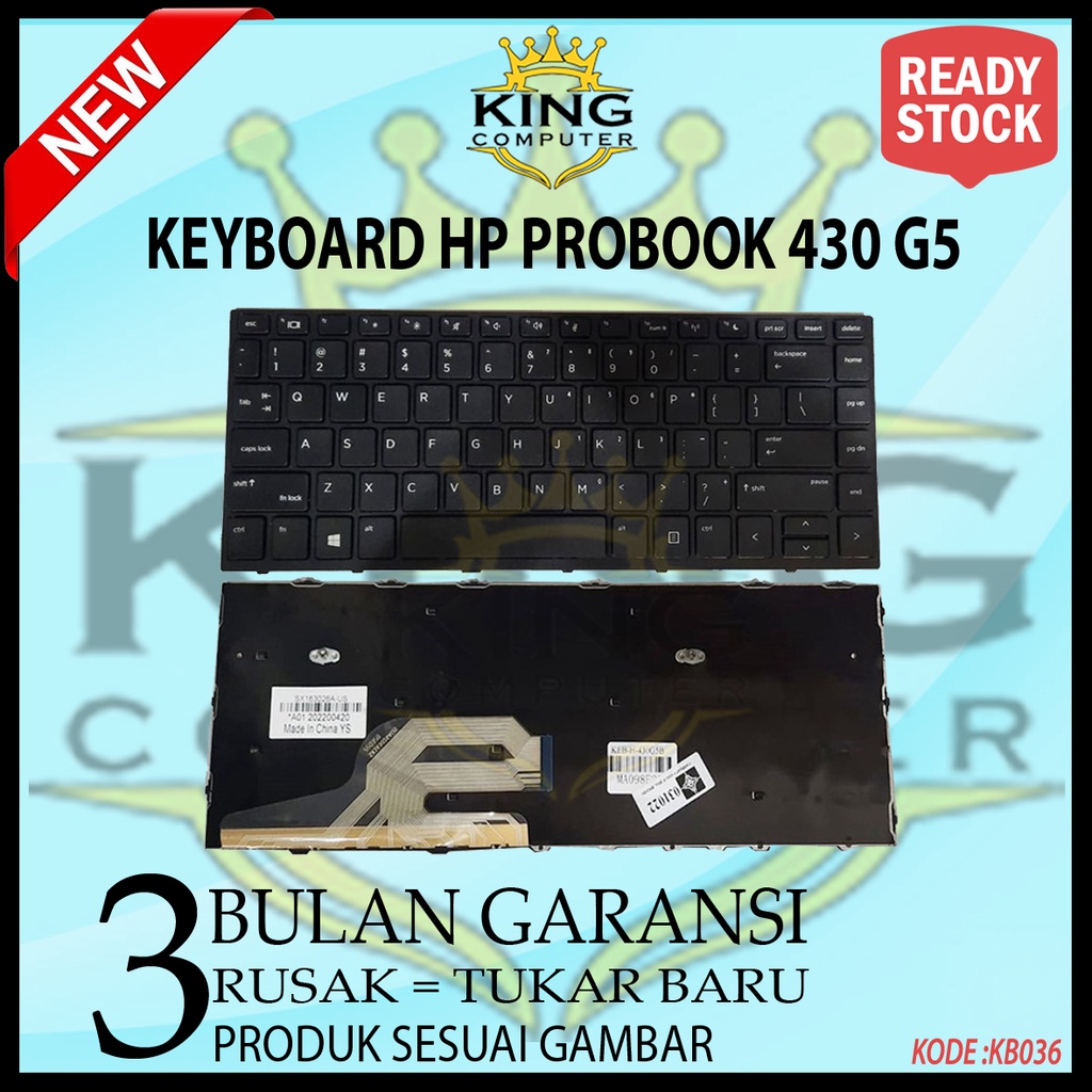 Keyboard HP ProBook 430 G5 440 G5 445 G5 Black No Backlight hitam