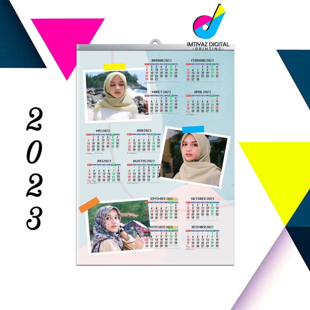 

(BELI 10 GRATIS 1) a3+ Cetak foto kalender 2023 foto custom + tulisan walldecor hiasan dinding suka suka varian 3 foto