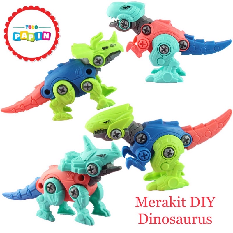 TokoPapin Mainan Edukasi Anak DIY Merakit Dinosaurus Bongkar Pasang Obeng Mainan Anak Asembly Dinosaurus DIY