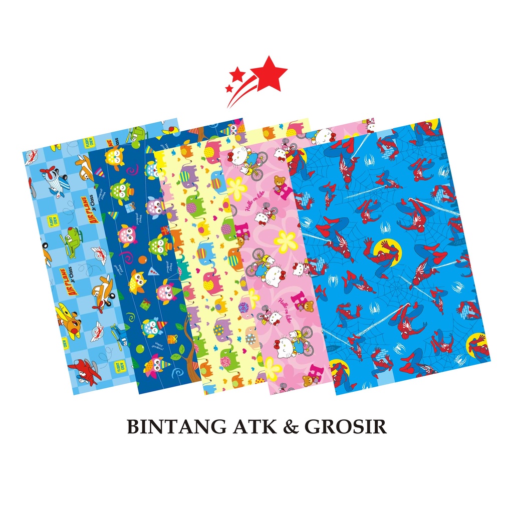 

Kertas Kado BINTANG (1Set isi 10Lmbr) / Kertas kado Motif Karakter Mix I Cowo & Cewe
