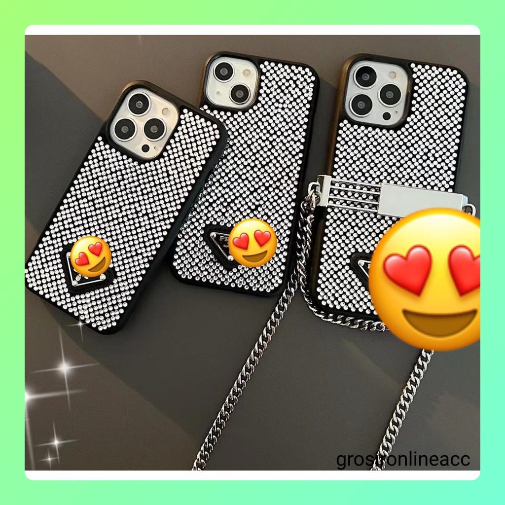 Case bling berlian FJ02 mewah gaya eropa amerika Sling Chain for iphone 12 13 14 Pro Max 14+ Plus 14Plus DY18