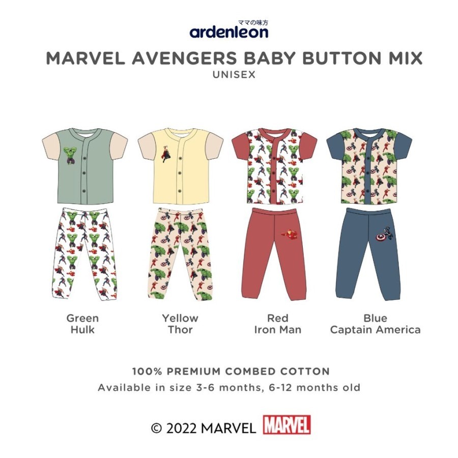 Ardenleon Marvel Avengers Baby Button Set Mix