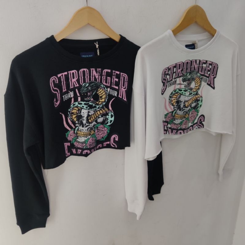 Sweater Greenlight Wanita Croptop Oversized Original