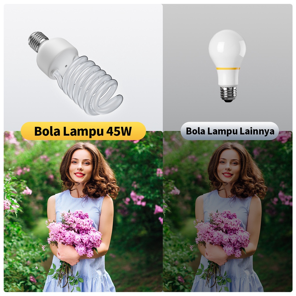 Softbox Photography Lighting Kit 45W 5500K untuk Live Streaming Studio Lighting/Potret Fotografi/YouTube Video dengan E27 Socket 50x70cm SoftBox