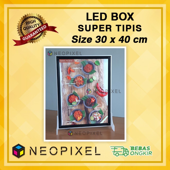 Neon box super tipis uk 30x40 cm Neon box menu cafe termasuk Printing