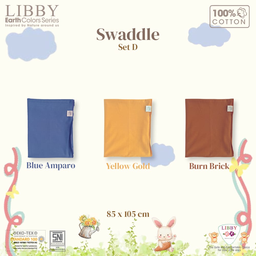 Libby Swaddle Bedong Bayi Earth Colour Isi 1 Pcs Size 85 x 105cm