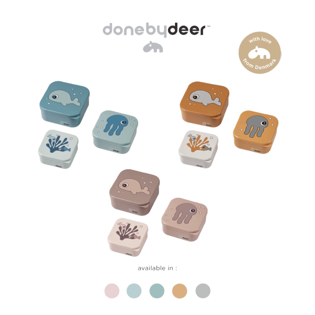 Done by Deer Snack Box Set Sea Friends Kotak Makan Tempat Makan Anak Isi 3 Pcs