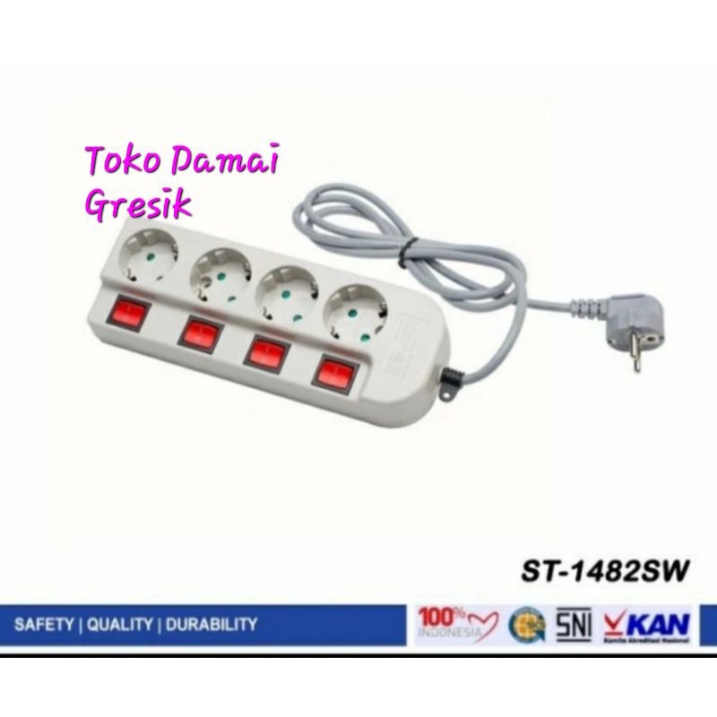 Uticon Stop kontak Kabel + switch sendiri2 (ST 1482 SW) stop kontak terminal Kuningan
