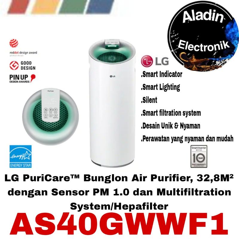 LG AS40GWWF1 PuriCare™ Bunglon Air Purifier, 32,8M²
